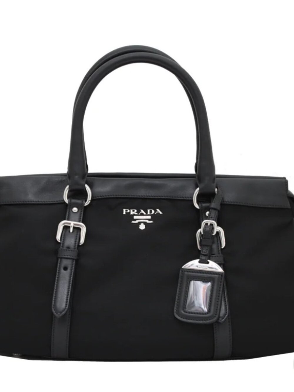 Authentic Prada BN2032 Tessuto Nylon & Soft Calf Leather Trim Convertible Bag